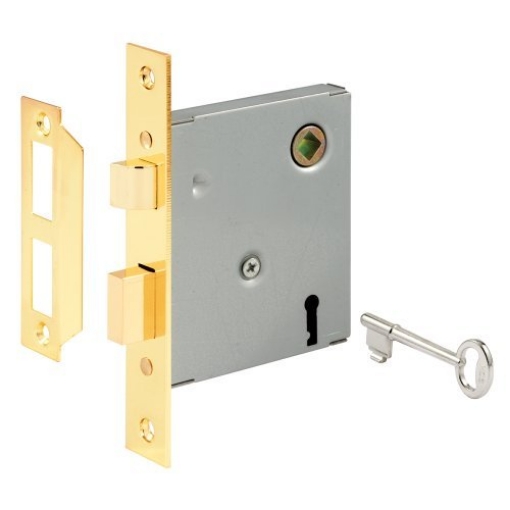 Picture of Prime E2294 Prime Line E2294 5-1/2" Steel Brass Plated Mortise Lock Assembly (EA)