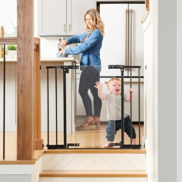 Picture of NORTH STATES 5501 Toddleroo by North States - StepSafe Clear Walk-Thru Baby Gate: Metal Baby Gate with Clear Door - Adjustable Safety Gate for Kids - 29 to 38 Inches Wide - 30 Inches Tall - Black (EA)