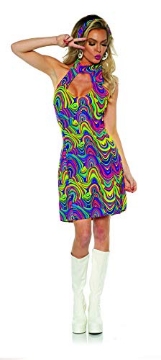 Picture of Underwraps Child Code UR29940XL Underwraps Women's 1960's Black Light Reactive Hippie Dress-Glow, Multi, Extra Large (EA)