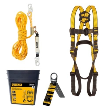 Picture of DEWALT(R) DXFP110050 DEWALT Rooftop Safety kit with D1000 Harness with Pass-Thru Chest and Leg Buckles, 50' Vertical Lifeline w/Rope Adjustor and Reusable Rooftop Anchor (EA)