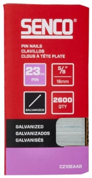 Picture of SENCO FASTENING SYSTEMS CZ10EAAR SENCO CZ10EAAR 5/8" 23 Gauge Pin Nails, Galvanized Finish 2,600 Count Pack (EA)
