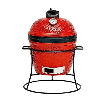 Picture of Premiertek.net, LLC KJ13RH Kamado Joe Joe Jr 13.5-inch Portable Ceramic Charcoal Grill with Grill Stand, Stainless Steel Cooking Grate, Heat Deflectors and Ash Tool in Red, Model KJ13RH (EA)