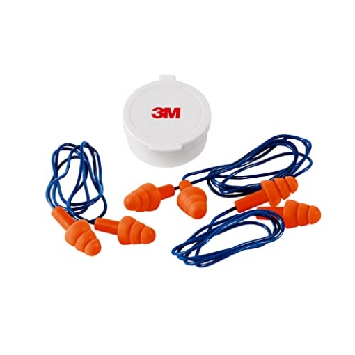 Picture of 3M 90716H3-DC 3M Corded Reusable Earplugs, 3 Pack, Noise Reduction Rating (NRR) 25 dB, Easy To Use & Insert, Pliable & Tri-Flange Design Enhances Comfort & Fit, Orange Ear Plugs (90716H3-DC) (EA)