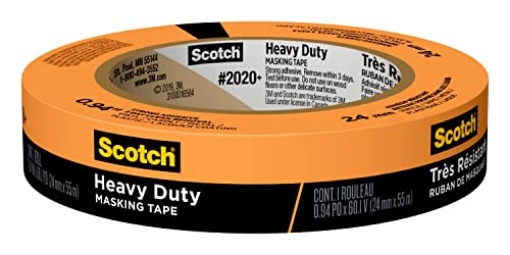 Picture of Scotch-Brite 2020 PLUS-24AP Scotch Heavy Duty Painter's Tape, 0.94 in x 60.1 yd, for Use On Vinyl, Carpet, Metal, & Plastic, Indoor & Outdoor Masking Tape, Bonds Aggressively, 3-Day Clean Removal, 1 Roll (2020+-24AP) (EA)