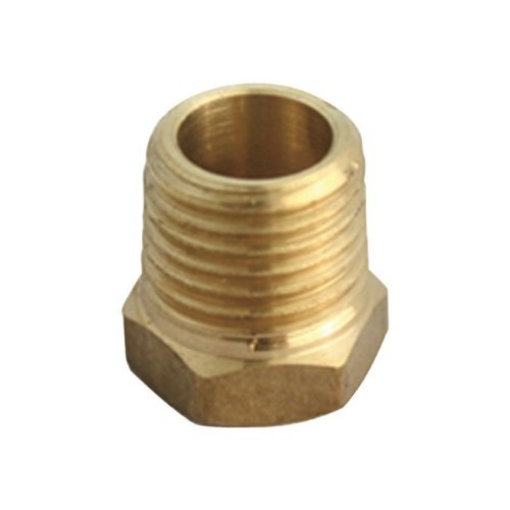 Picture of JMF COMPANY 4504965 JMF 1 in. Dia. x 1/2 in. Dia. MPT To FPT Yellow Brass Hex Bushing (EA)