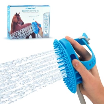 Picture of CAP HILL BRANDS INC AP.150 Aquapaw 5-in-1 Horse & Dog Bath Brush & Curry Comb - XL Blue Silicone - Includes 3-ft Shower Hose Attachment & Adapter - Adjustable Spray Scrub Massager - Great for Horses & Big Dogs (EA)