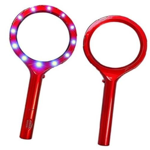Picture of Home Plus+ HD0048 3.5 x 3.5 in. LED Round Magnifying Glass Red - Pack of 12 (PK-12-EA)