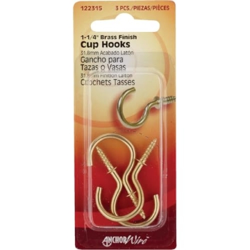 Picture of HILLMAN 122315 Hillman Brass-Plated Gold Cup/Picture Hook Metal 3 pk 1 lb. (PK-10-EA)