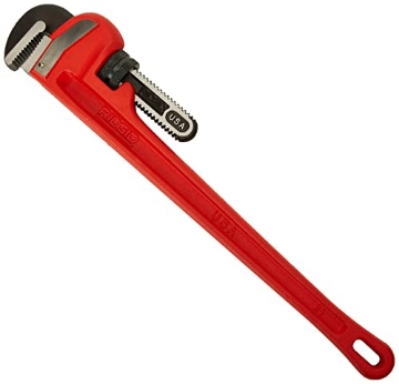 Picture of Ridge Tool Company 31030 RIDGID 31030 Heavy-Duty Straight Pipe Wrench, 24" Sturdy Plumbing Wrench with Self Cleaning Threads and Hook Jaws, Red, Small (EA)
