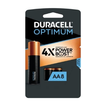 Picture of DURACELL(R) OPT1500B8PRT Duracell Optimum AA Batteries with Power Boost Ingredients, 8 Count Pack Double A Battery with Long-lasting Power, All-Purpose Alkaline AA Battery for Household and Office Devices (PK-8-EA)