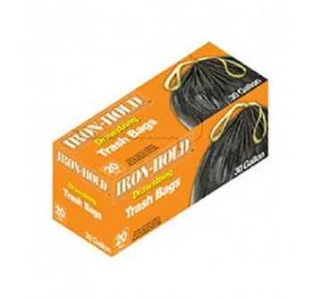 Picture of Iron Hold 1372525 Berry Plastics- Flex Films Iron Hold 30 Gallon (US) Trash Bags Drawstring 20 - Case of: 12;12 (PK-12-EA)