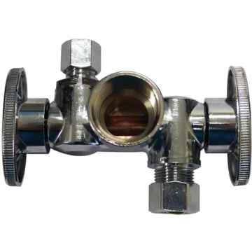 Picture of THE KEENEY MANUFACTURING COMPANY K2902DHLF Plumb Pak Keeney 1/2 in. FIP x 3/8 in. Compression Brass Dual Shut-Off Valve (EA)