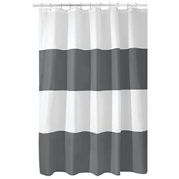 Picture of IDESIGN 26915 iDesign Zeno Wide Striped Shower Curtain for Master, Guest, Kids', College Dorm Bathroom, 72" x 72", Gray and White (EA)