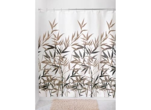 Picture of Interdynamics 36522 iDesign Anzu Fabric Shower Curtain Water-Repellent and Mold- and Mildew-Resistant for Master, Guest, Kids', College Dorm Bathroom, 72" x 72", Black and Tan (EA)