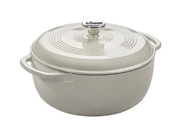 Picture of Lodge Cast Iron EC6D13 Lodge 6 Quart Enameled Cast Iron Dutch Oven with Lid – Dual Handles, Oven Safe up to 500°F, Stovetop Compatible – Marinate, Cook, Bake, Refrigerate & Serve – Oyster White (EA)