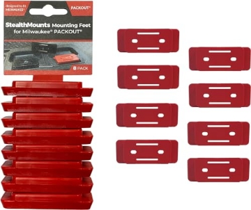 Picture of METALMARK INDUSTRIAL INC PAC-F-02-8 StealthMounts Mounting Feet for Milwaukee Packout (8 Pack) - Red | Adapter for Packout System | Mounting Feet for Packout | Made in UK (EA)