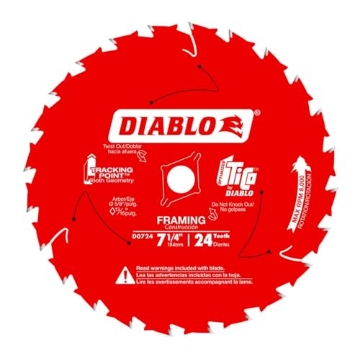 Picture of Diablo D0724X Diablo Framing Saw Blade for Wood - 7-1/4" Diameter, 24 ATB Teeth, 5/8" Arbor, .059" Kerf, 15� Hook Angle, .040" Plate, 8000 Max RPM - D0724X (EA)