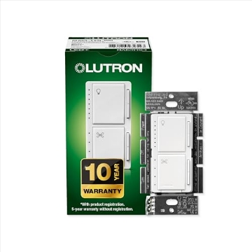 Picture of LUTRON ELECTRONICS CO MACL-LFQH-WH Lutron Maestro Fan Control and Light Dimmer for Dimmable LEDs, Incandescent, and Halogen Bulbs, Single-Pole, MACL-LFQ-WH, White (EA)