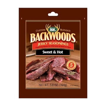Picture of SKYWATCH CAPITAL PARTNERS INC 9141 LEM Products Backwoods Sweet & Hot Jerky Seasoning, Ideal for Wild Game and Domestic Meat, Seasons Up to 5 Pounds of Meat, 5.8 Ounce Packet with Pre-Measured Cure Packet Included (PK-6-EA)