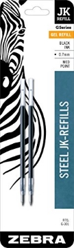Picture of ZEBRAPEN 88112 Zebra Pen G-Series Stainless Steel Gel Ink Pen JK-Refill, Medium Point, 0.7mm, Black Ink, 2-Pack (PK-2-EA)