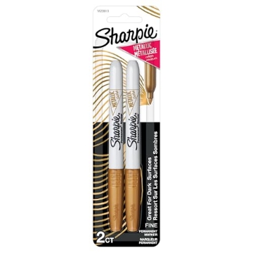 Picture of Sharpie 1823813 Sharpie Metallic Permanent Markers, Fine Point, Gold, 2 Count (EA)