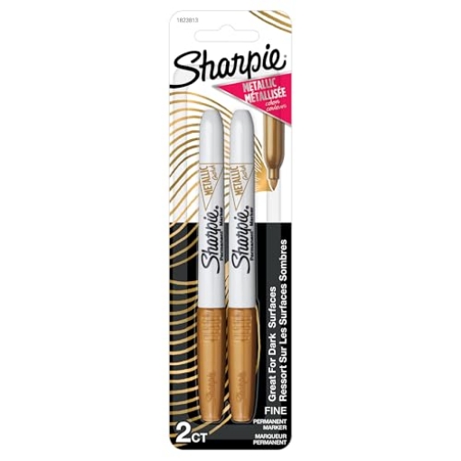 Picture of Sharpie 1823813 Sharpie Metallic Permanent Markers, Fine Point, Gold, 2 Count (EA)