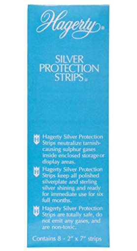Picture of W J HAGERTY & SONS 70000 Hagerty Silver Protection Strips, Jewelry Tarnish Prevention Strips for Jewelry Boxes and Enclosed Storage, Made In USA, Kosher Certified, 8-Pack, 2" x 7" (EA)