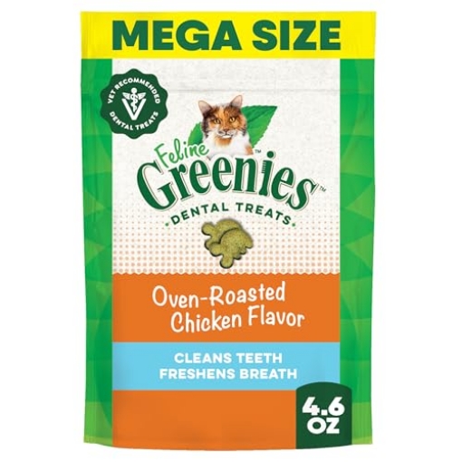 Picture of GREENIES 428238 Greenies Feline Veterinarian-Recommended Adult Natural Dental Cat Treats, Oven Roasted Chicken Flavor, 4.6 oz. Pouch (EA)