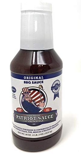 Picture of CODE 3 SPICES PATSAUOR Patriot BBQ Sauce, 18 Ounce Bottle, Original St. Louis Competition Style Barbecue Flavor, Made Without High Fructose Corn Syrup, Gluten-Free, No MSG (EA)