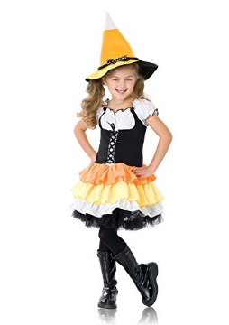Picture of Leg Avenue UA48105SM Leg Avenue Kandy Korn Witch, Peasant Dress & Hat (2 Piece), Small, Black/Orange (EA)