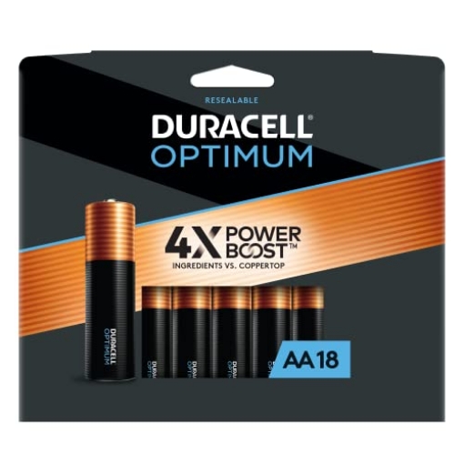 Picture of DURACELL(R) OPT1500B18PR Duracell Optimum AA Batteries with Power Boost Ingredients, 18 Count Pack Double A Battery with Long-lasting Power, All-Purpose Alkaline AA Battery for Household and Office Devices (PK-18-EA)