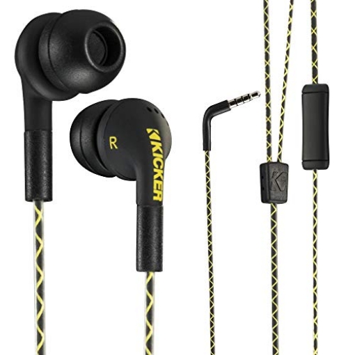 Picture of Kicker 46EB74 KICKER 46EB74 Wired Earbuds | in-Ear Noise-Isolating Earphones Stereo Monitor Headphones Silicone Ear Tips 3 Sizes | in-Line Mic and Multi-Function Button | Legendary Audio Quality (EA)