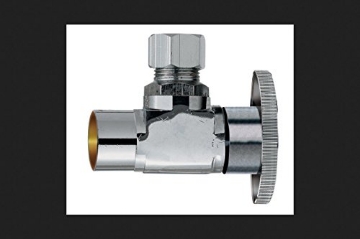 Picture of THE KEENEY MANUFACTURING COMPANY 2780PCLF Keeney 2780PCLF 1/2-Inch Copper Sweat by 3/8-Inch O.D. Quarter Turn Angle Valve, Chrome (EA)