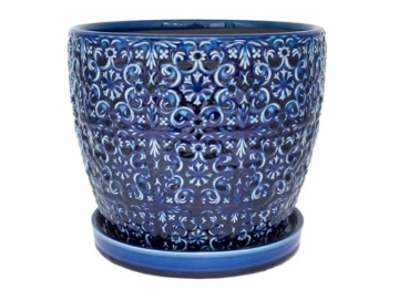 Picture of TRENDSPOT INC AHCR11403S-120A TRENDSPOT 12 in. Dia Ceramic Blue Mediterranean Bell Planter (EA)