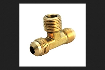 Picture of JMF COMPANY 4506457 JMF 1/2 in. Dia. x 1/2 in. Dia. x 3/8 in. Dia. Flare To Flare To MPT Yellow Brass Reducing Tee (PK-5-EA)