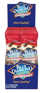 Picture of BLUE DIAMOND 05179 Blue Diamond Almonds, Smokehouse Flavored Snack Nuts, Single Serve Bags (1.5 Oz. Tubes, Pack of 12) (PK-12-EA)
