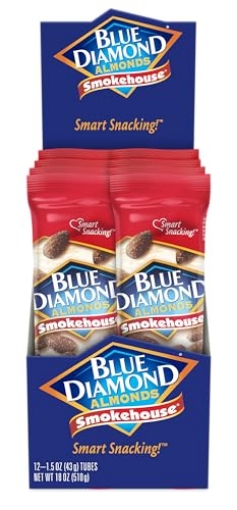 Picture of BLUE DIAMOND 05179 Blue Diamond Almonds, Smokehouse Flavored Snack Nuts, Single Serve Bags (1.5 Oz. Tubes, Pack of 12) (PK-12-EA)