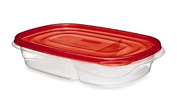 Picture of RUBBERMAID COMMERCIAL 2184992 Rubbermaid TakeAlongs Divided Rectangular Food Storage Containers, 3.7 Cup, Tint Chili, 3 Count (EA)