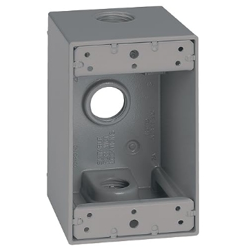 Picture of SIGMA ENGINEERED SOLUTIONS 14255 Sigma Engineered Solutions Weatherproof 14255 1/2-Inch 3 Hole 1-Gang Deep Box, Gray (EA)