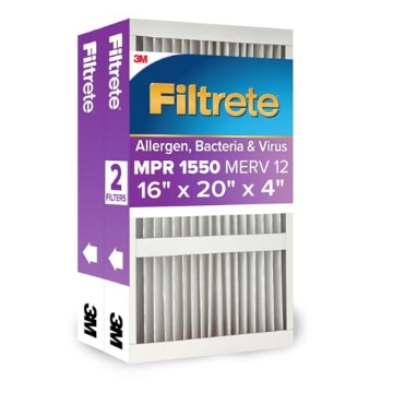 Picture of Filtrete NDP00-4IN-2 Filtrete 16x20x4 AC Furnace Air Filter, MPR 1550, MERV 12, Fits Lennox & Honeywell, Allergen, Electrostatic Air Cleaning Filter, 2-Pack (actual size 15.88x19.88x4.31 in) (PK-2-EA)