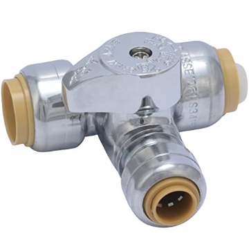 Picture of Shark Industries Ltd 24987A SharkBite 1/2 x 1/2 x 1/4 Inch Compression Tee Stop Valve, Push-to-Connect Chrome Brass Plumbing Fitting, 24987A (EA)