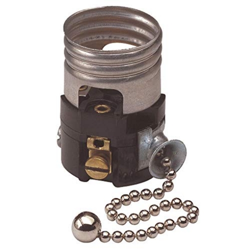 Picture of LEVITON MFG CO INC C21-19980-00M Leviton C21-19980-00M 250V 660W Pull Chain Interior Socket with Pull Chain (EA)