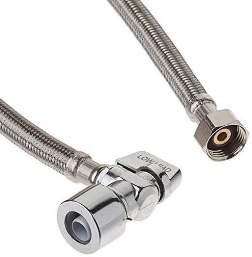 Picture of THE KEENEY MANUFACTURING COMPANY 2622PCPOLFL20 Keeney 2622PCPOLFL20 Quick Lock Quarter Turn Angle Valve with 20" Lavatory Supply Line and Lever Handle (EA)