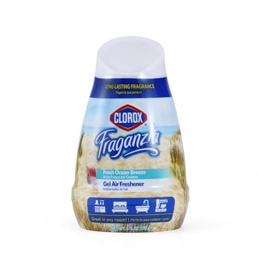 Picture of CLOROX(R) BBP28719 Clorox Fraganzia Gel Air Freshener Cone, Fresh Ocean Breeze Scent - No-Plug, Battery-Free Air Freshener for Small Rooms, Closets, Kitchens, Bathrooms, Offices and More, 6 Ounce (EA)