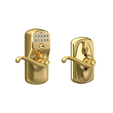 Picture of Ingersoll Rand FE595VPLY505FLA Schlage FE595 V PLY 505 FLA Plymouth Keypad Entry with Flex-Lock and Flair Lever, Bright Brass (EA)