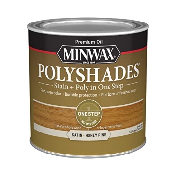 Picture of Minwax 213104444 Minwax PolyShades Wood Stain + Polyurethane Finish – ½ Pint, Honey Pine, Satin (EA)