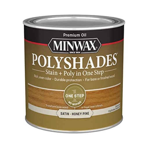 Picture of Minwax 213104444 Minwax PolyShades Wood Stain + Polyurethane Finish – ½ Pint, Honey Pine, Satin (EA)