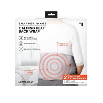 Picture of Sharpe Manufacturing CWT41003 Calming Heat Back Wrap by Sharper Image- Electric Back Heating Pad with Customizable Inflatable Lumbar Support, Soothing Heat, & Massaging Vibrations- 9 Settings 3 Heat, 3 Vibration, 3 Lumbar (EA)