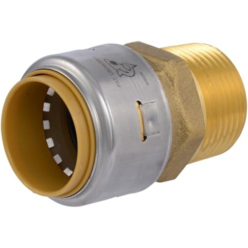Picture of Shark Industries Ltd U140LFA SharkBite Max Male Adapter, 1 in Push-to-Connect x 1 in MNPT, Brass Plumbing Fitting, UR140A (EA)
