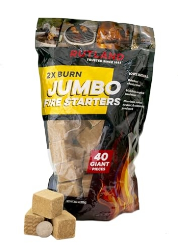 Picture of RUTLAND FIRE CLAY COMPANY 50J Rutland 50J Jumbo Fire Starter Cubes for Fireplaces, Grill Pits, Campfires, BBQ & Smokers - 20 Minute Burn - 40 Cubes (EA)